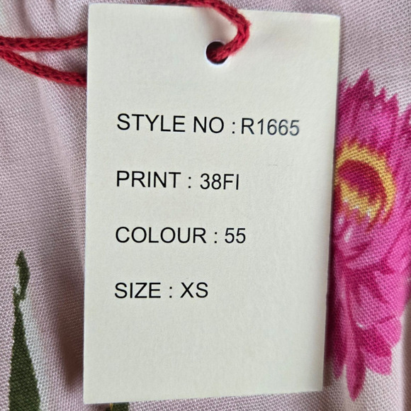 Raga Pink Mint Floral Tiered Maxi Dress Boho Festival Smocked Back Size XS NWT - Picture 10 of 14